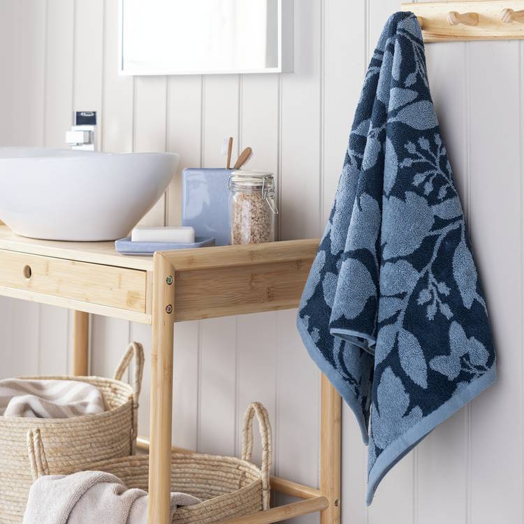 Habitat Foliage Hand Towel - Navy 0