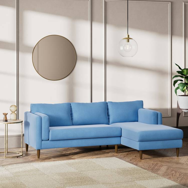 Habitat Newington Right Hand Corner Sofa - Sky Blue-Dark Leg 0