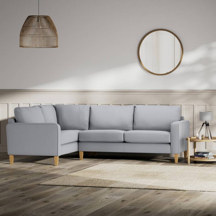 Habitat Flint Fabric Left Hand Corner Sofa - Grey - Ash Leg 0