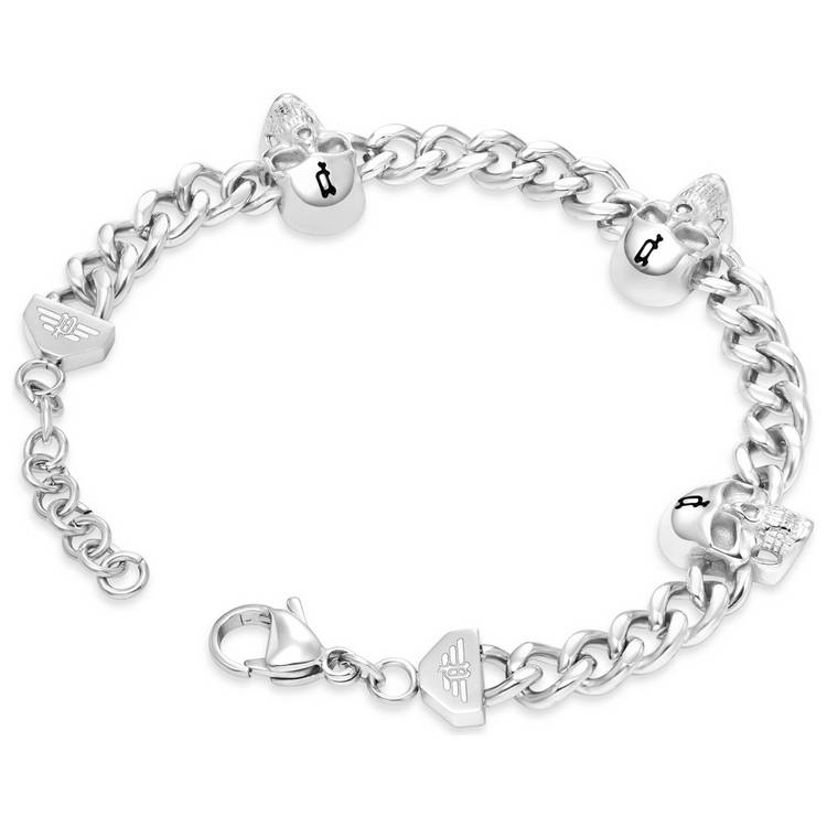 Police Vertex Stainless Steel Skull Chain Bracelet 0
