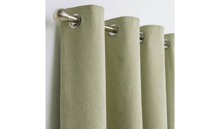 Habitat Textured Plain Blackout Lined Eyelet Curtains -Green