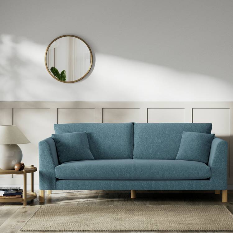 Habitat Aston Fabric 3 Seater Sofa - Blue - Ash Leg 0