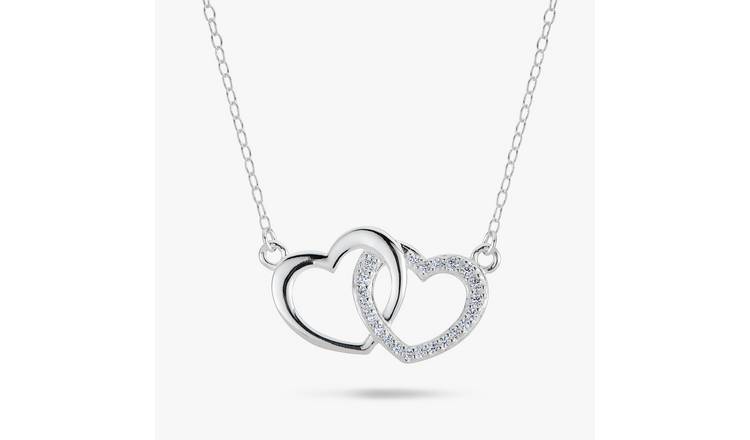 Revere Sterling Silver Cubic Zirconia Double Heart Necklace