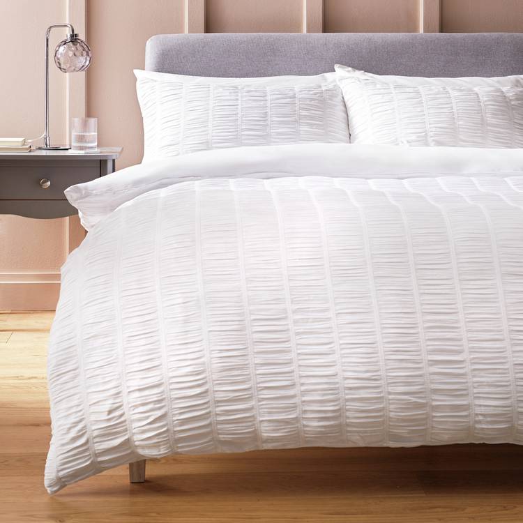 Argos Home Ruched Texture White Bedding Set - Single 0