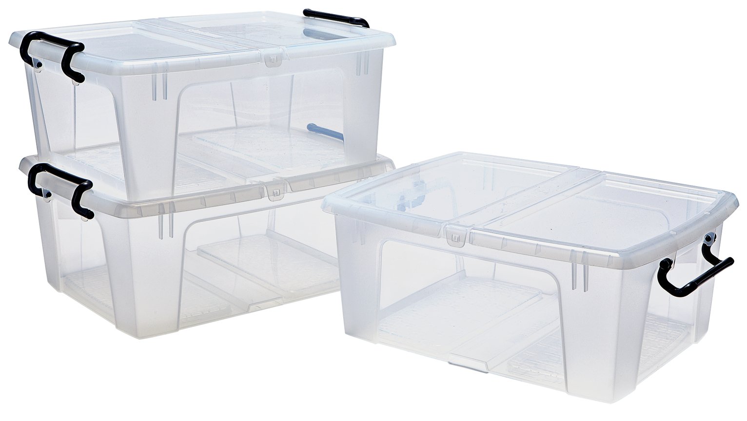 Argos Home Set of 3 20L Front Opening Plastic Storage Boxes