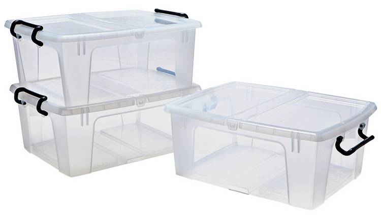 Buy Argos Home Set of 3 20L Front Opening Plastic Storage ...