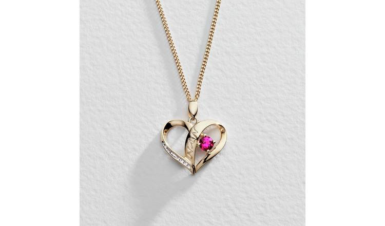 Moon & Back Silver Ruby Heart 'Nan' Pendant Necklace