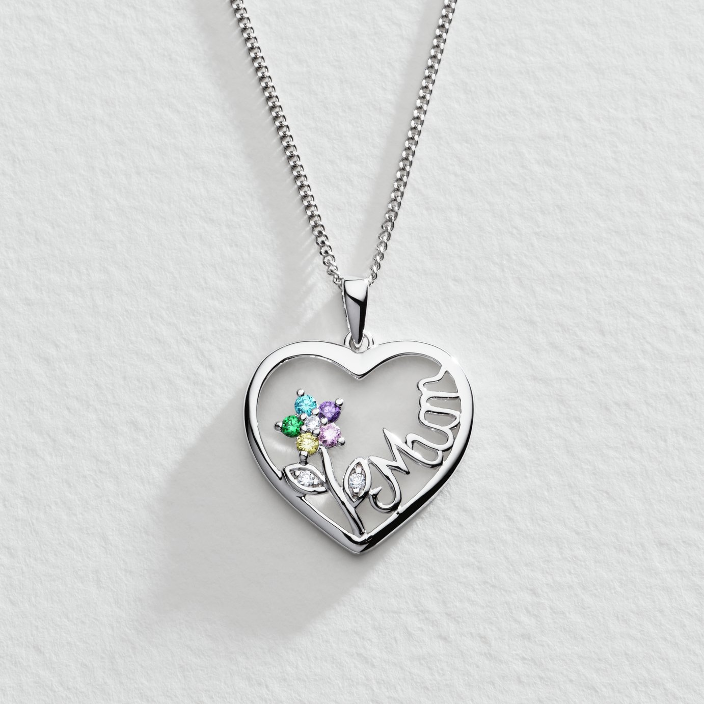 Moon & Back Silver Heart 'Mum' Pendant Necklace