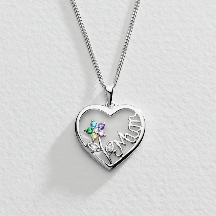 Moon & Back Silver Heart 'Mum' Pendant Necklace 0