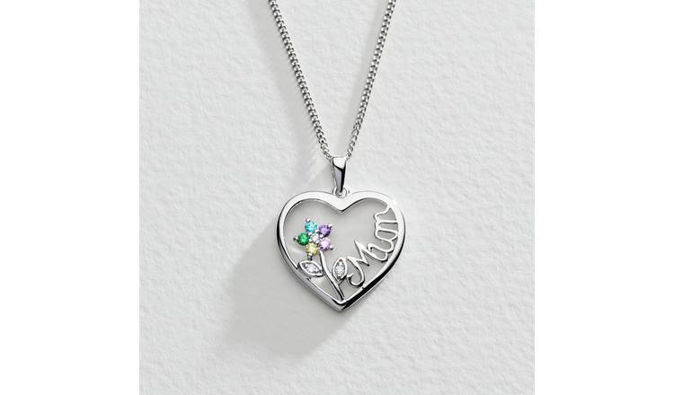 Moon & Back Silver Heart 'Mum' Pendant Necklace
