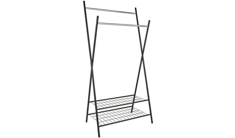 Buy Argos Home X-Frame Clothes Rail with Shelves - Black | Hanging ...