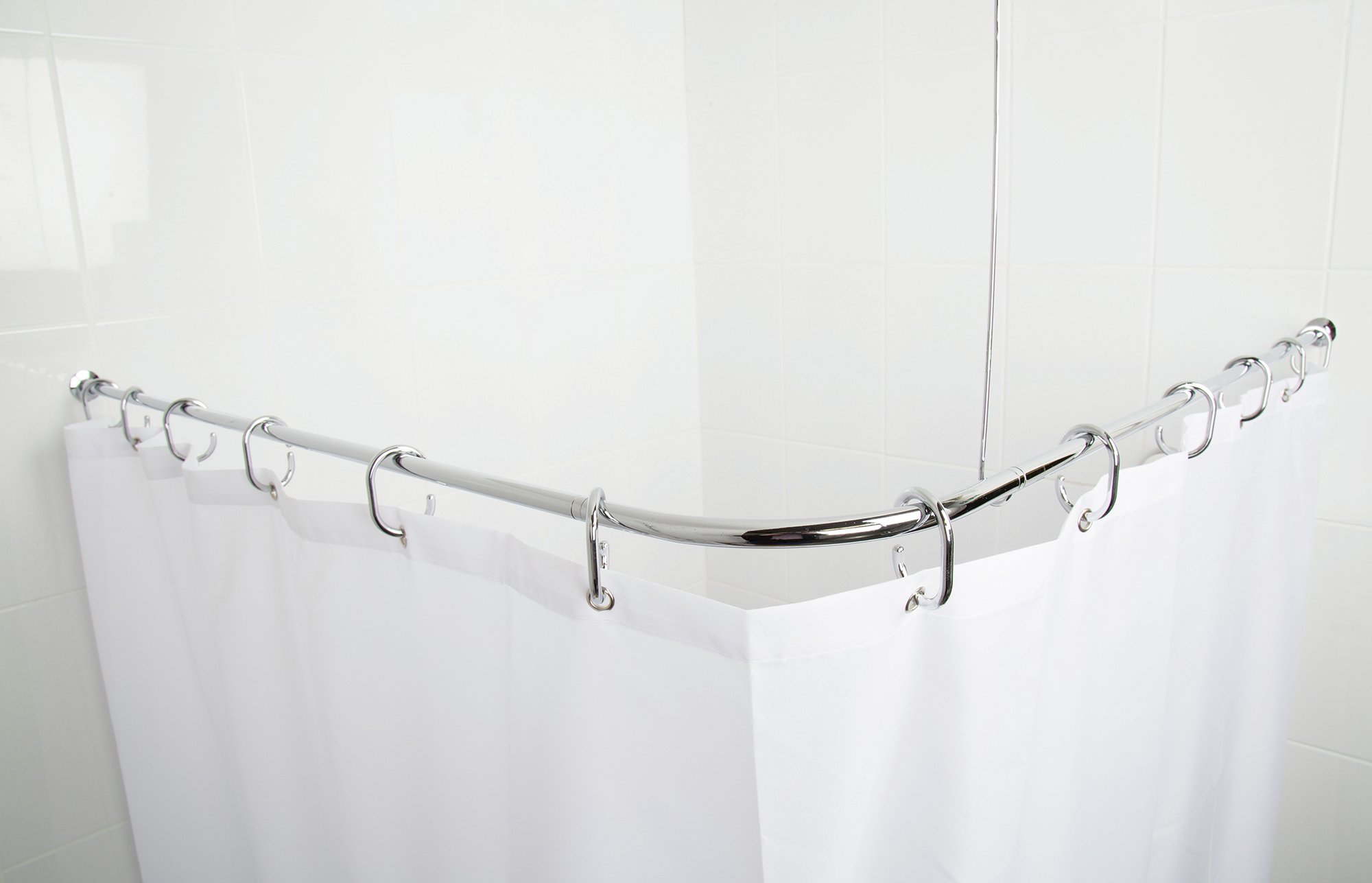 Croydex Fineline S Steel Shower Curtain Rod & Rings Set