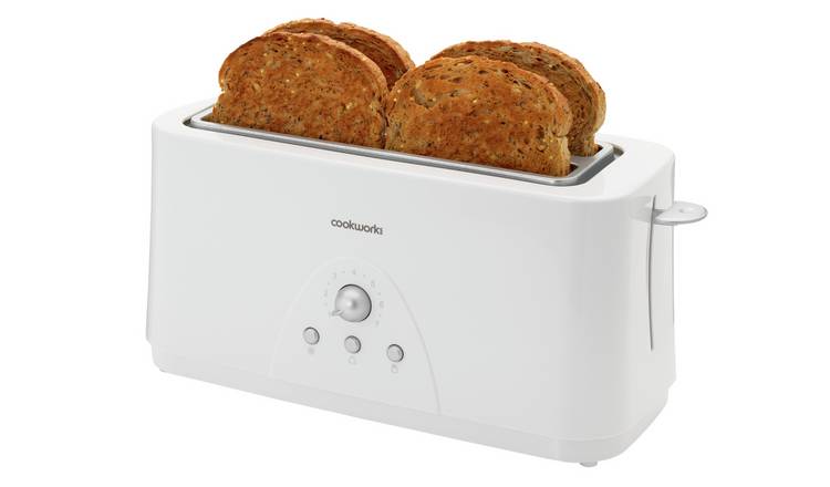 Cookworks Long Slot 4 Slice Toaster - White