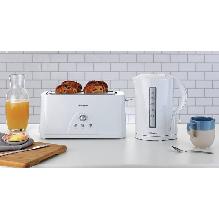 Cookworks Long Slot 4 Slice Toaster - White 0