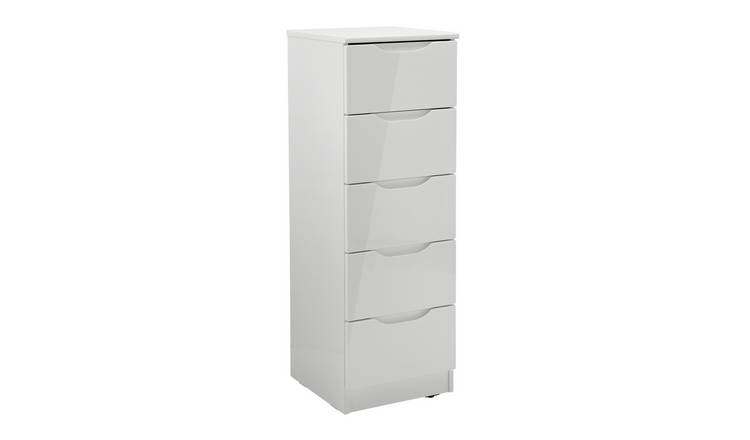 Buy Legato 5 Drawer Tallboy Grey Gloss Chest of drawers Argos