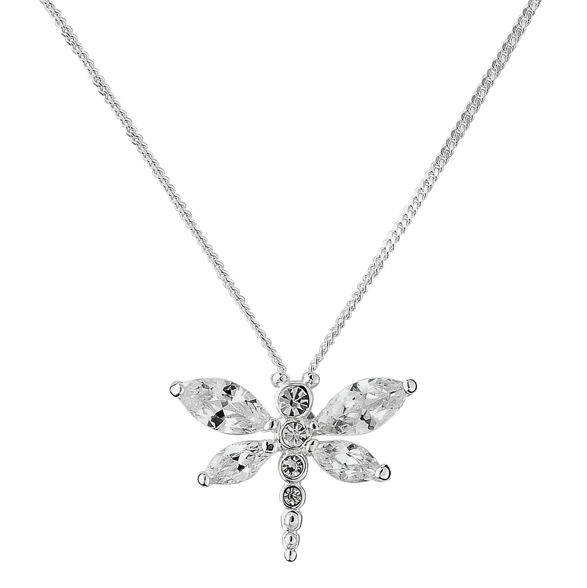 Revere Silver Dragonfly Pendant 18 Inch Necklace