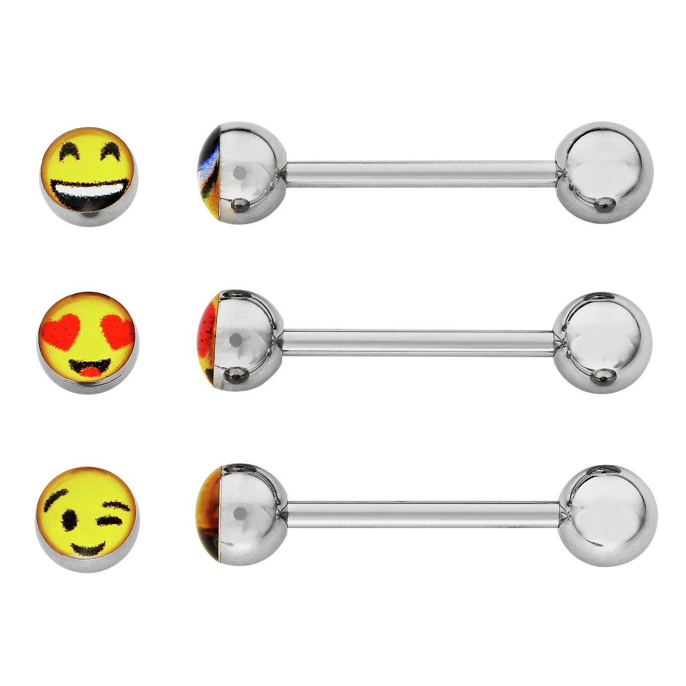 State of Mine Stainless Steel Smiley Tongue Bars - Set of 3