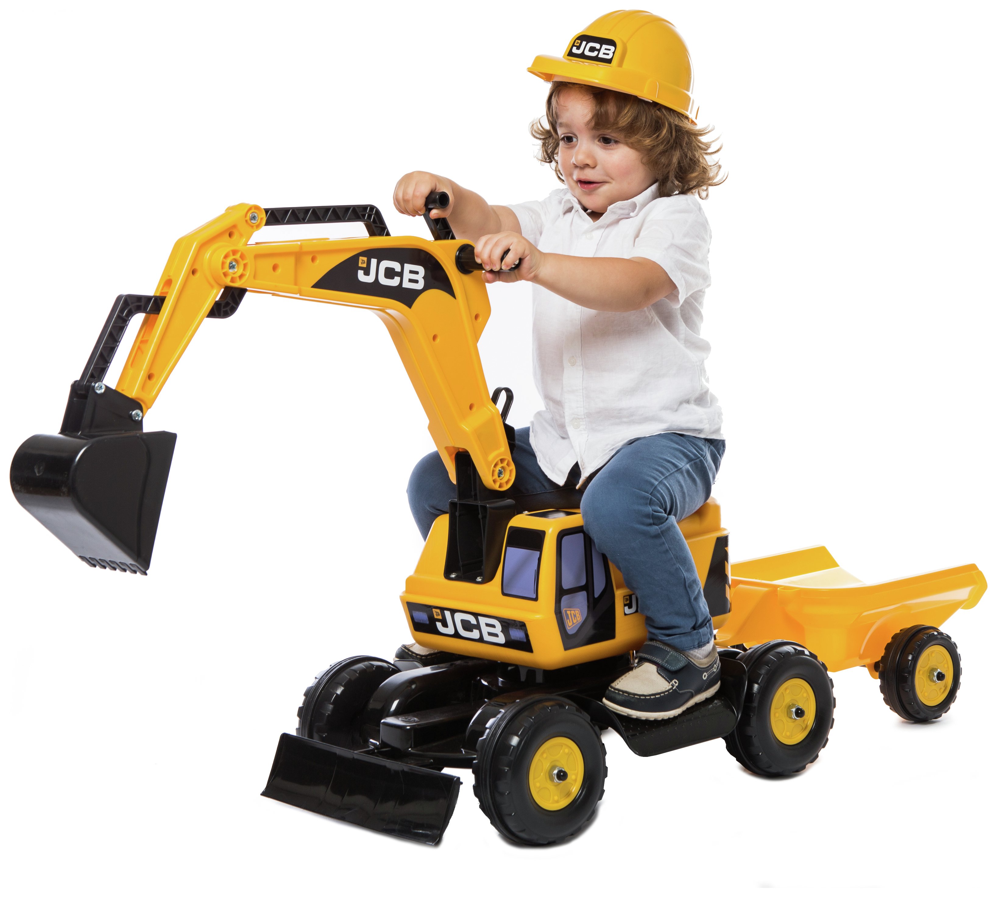 childs sit on digger