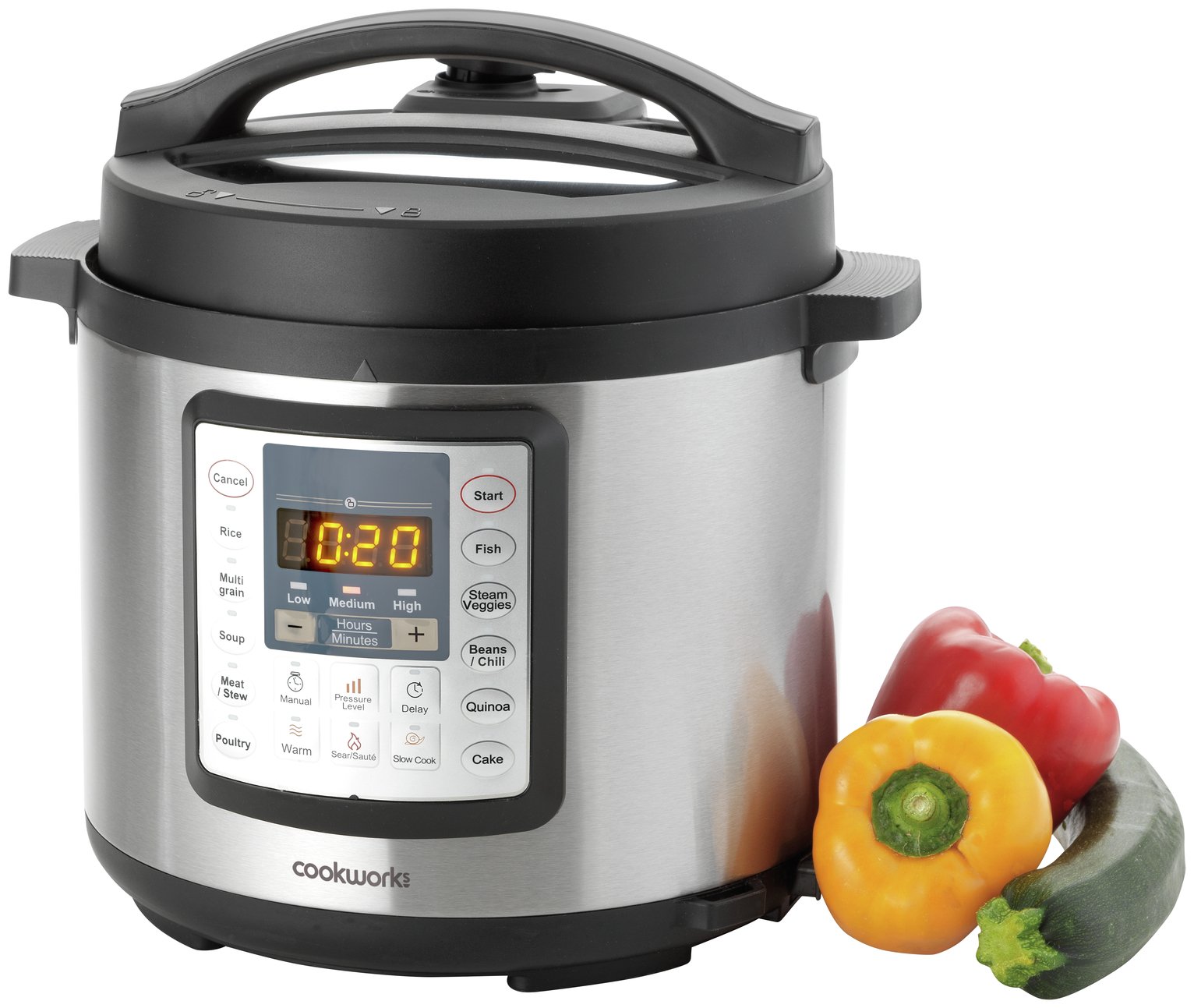 Cookworks 10-in-1 5.5L Digital Pressure Cooker - Silver