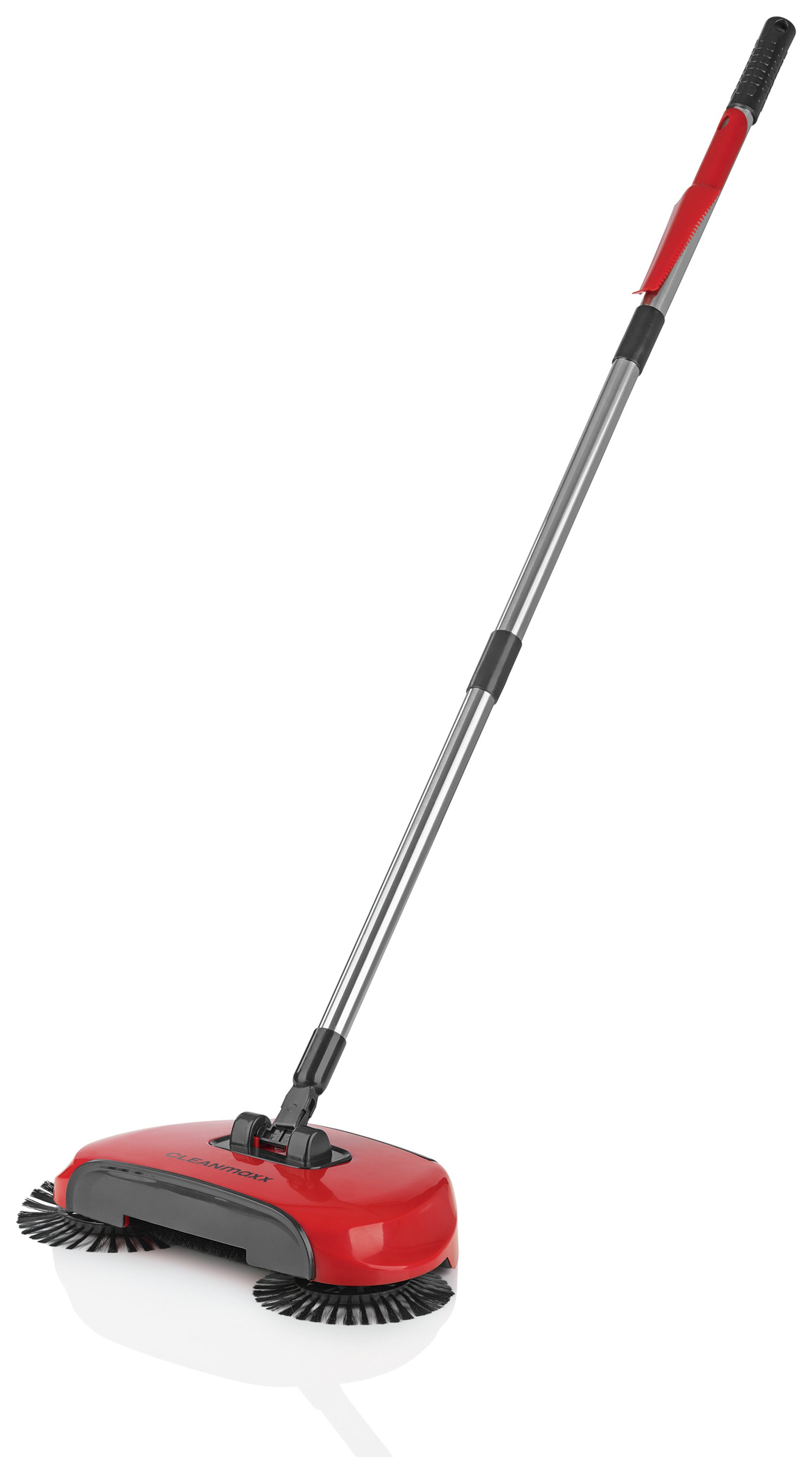 CLEANmaxx 3 Brush Manual Floor Sweeper & Dust Bin - Red