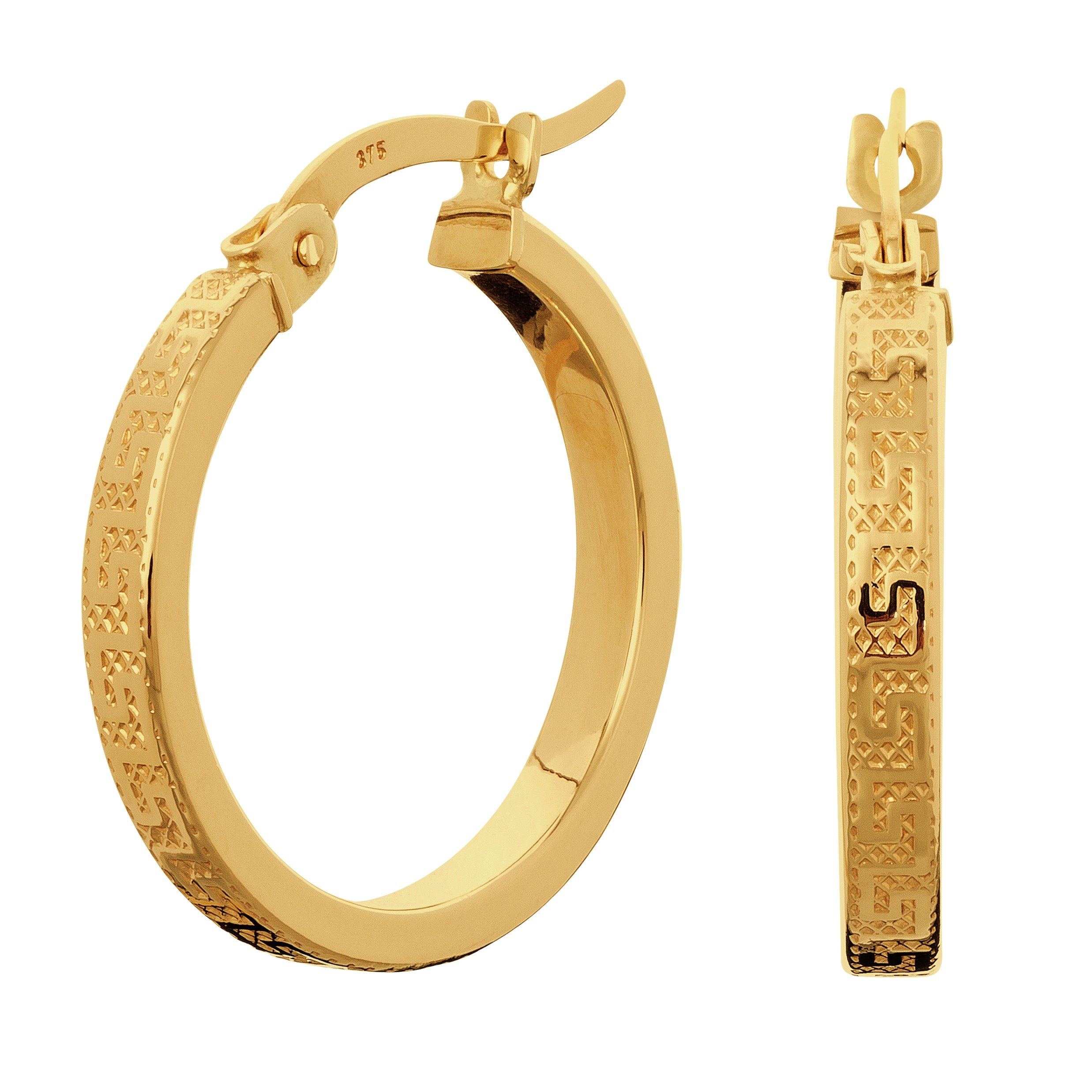 Revere 9ct Gold Greek Key Creole Hoop Earrings review