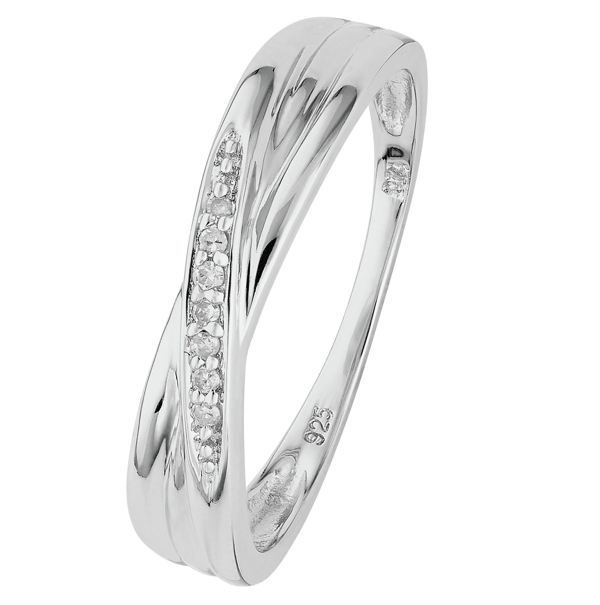 Revere Sterling Silver 3 Band Diamond Accent Crossover Ring