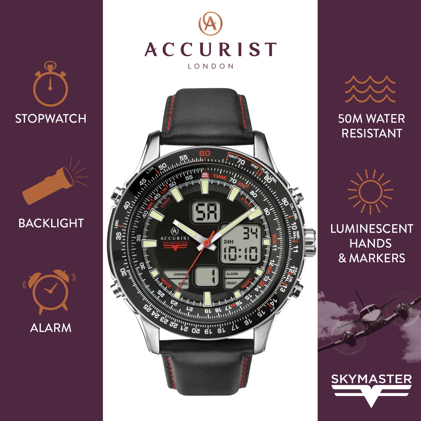 Accurist Skymaster Men's Stainless Steel Chronograph Watch Reviews