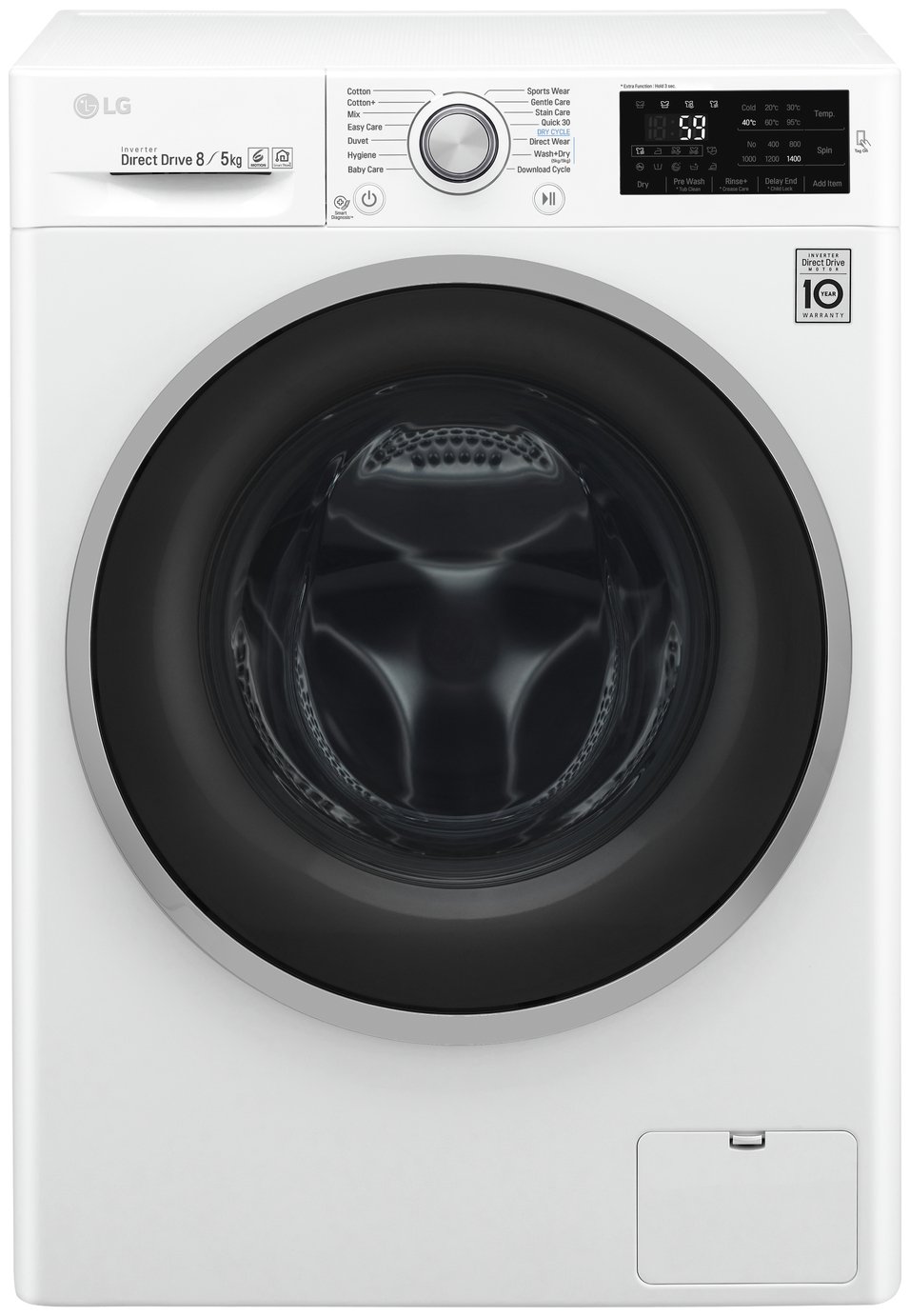 LG F4J6TM1W 8KG / 5KG 1400 Spin Washer Dryer - White