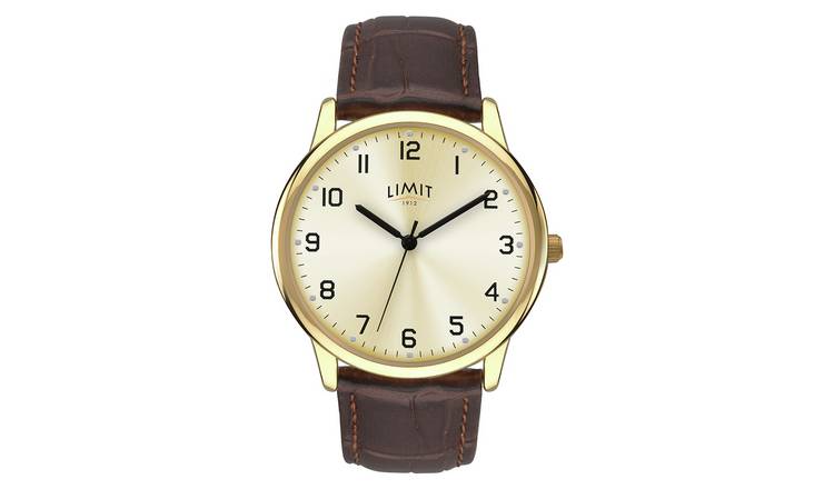 Buy Limit Men's Brown Faux Leather Strap Watch | Men's watches | Argos