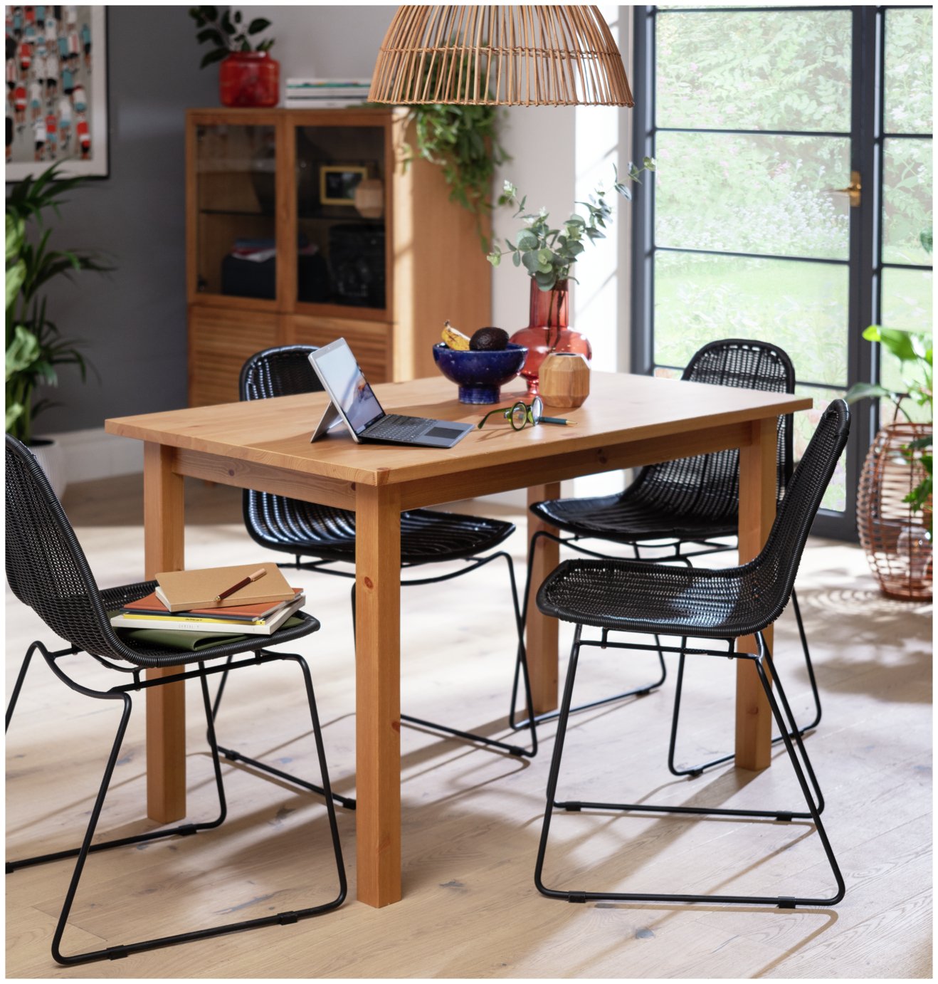 Habitat Ashdon Solid Pine 4 Seat Dining Table - Oak Stain