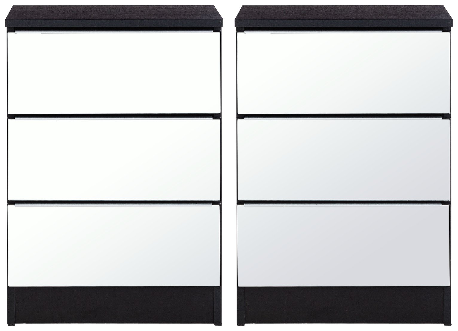 Argos Home Sandon 2 Mirror Bedside Tables Set - Black