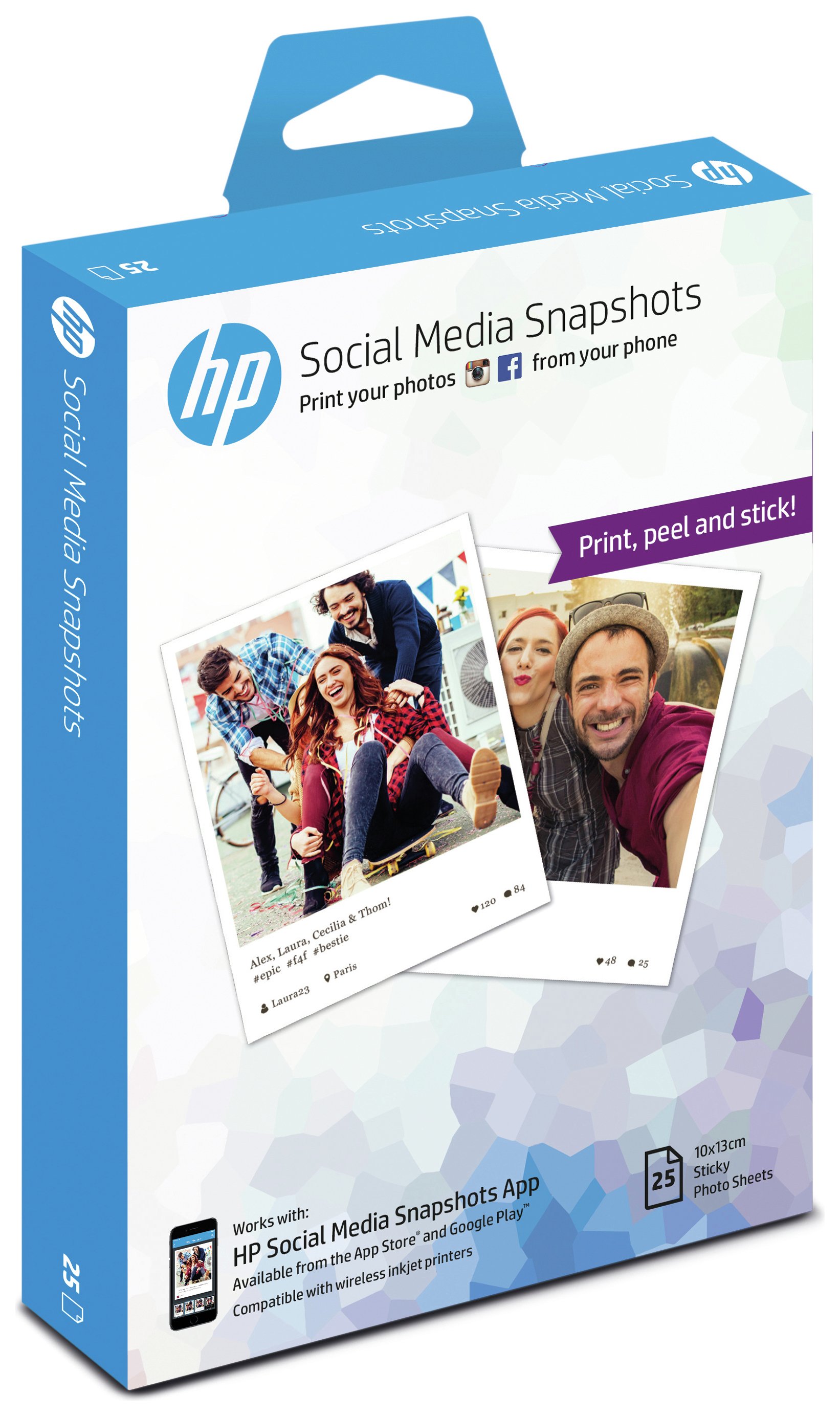 HP Social Media Snapshots Photo Sticker Paper - 25 Sheet
