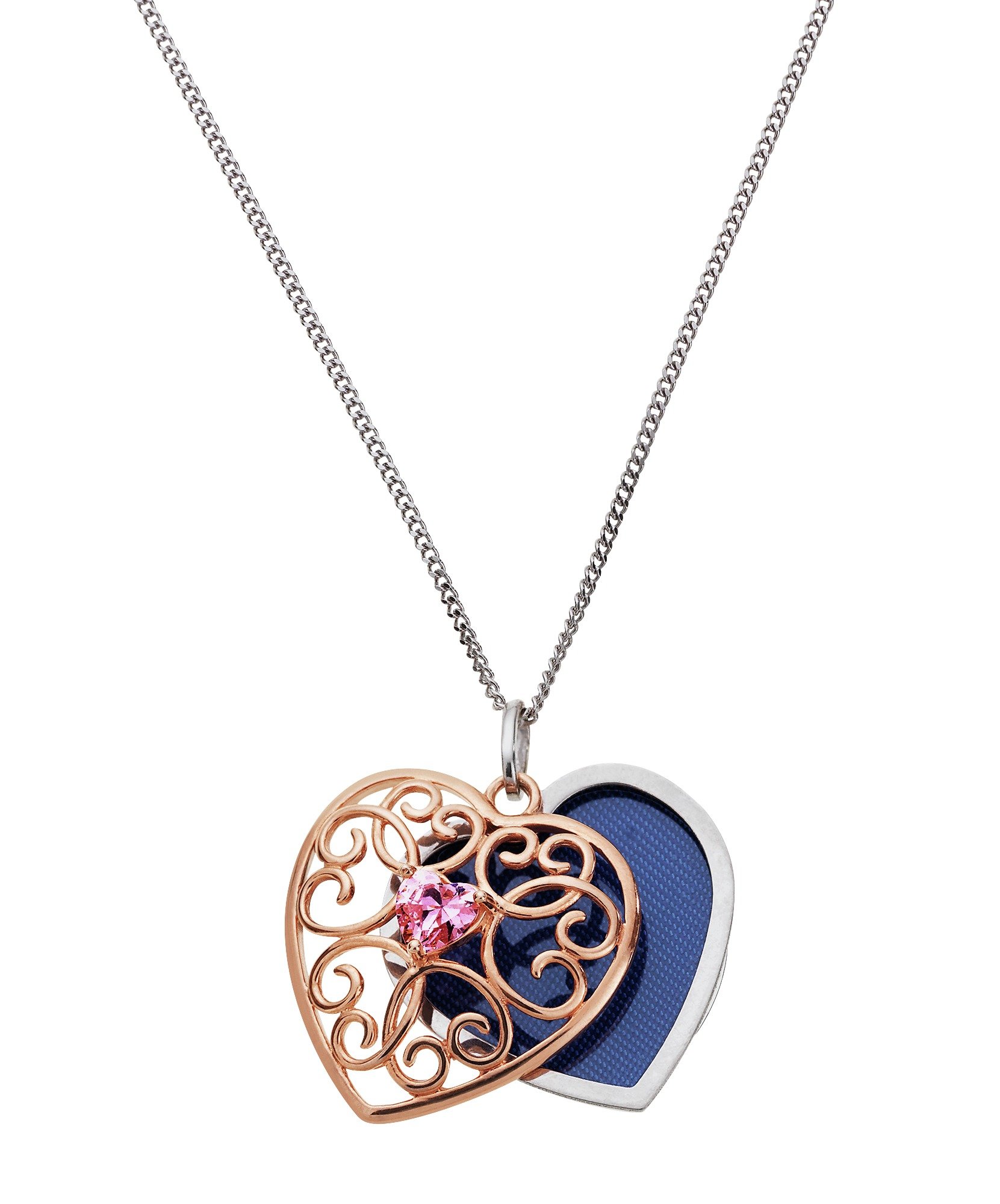 Moon & Back Rose Gold Plated Heart Locket 18 Inch Necklace