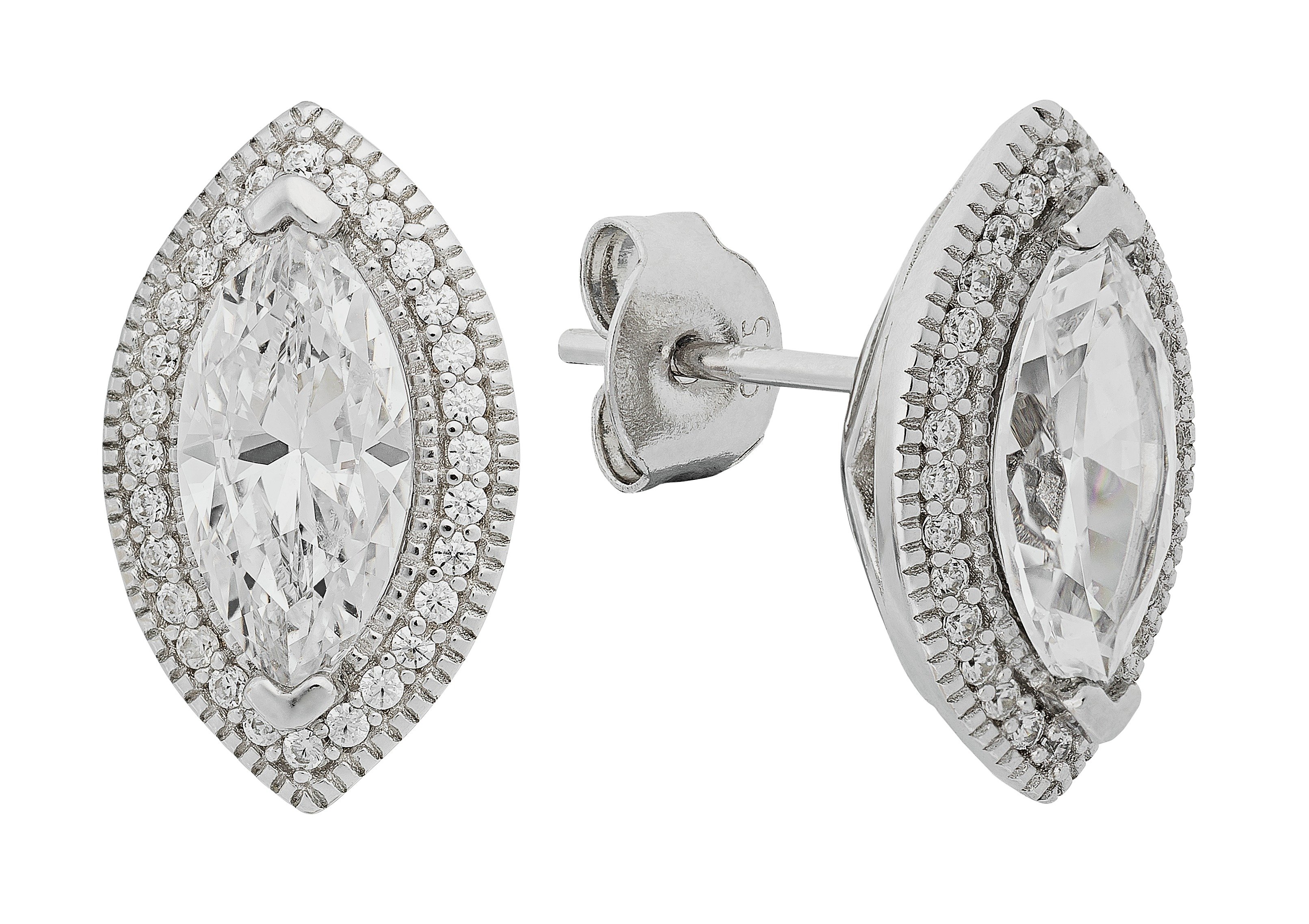 Revere Platinum Plated Silver 2.00ct Look Marquise Studs
