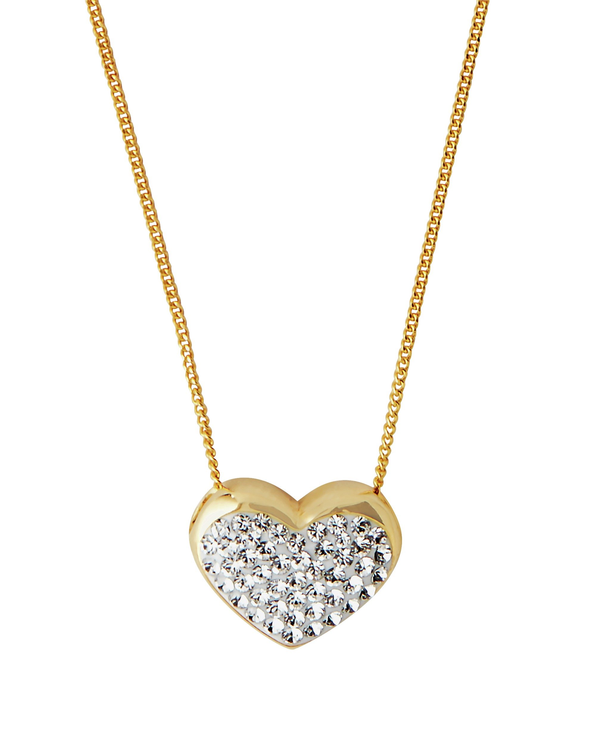 Evoke 9ct Gold Plated Silver Crystal Puff Heart Pendant. (7246654 ...