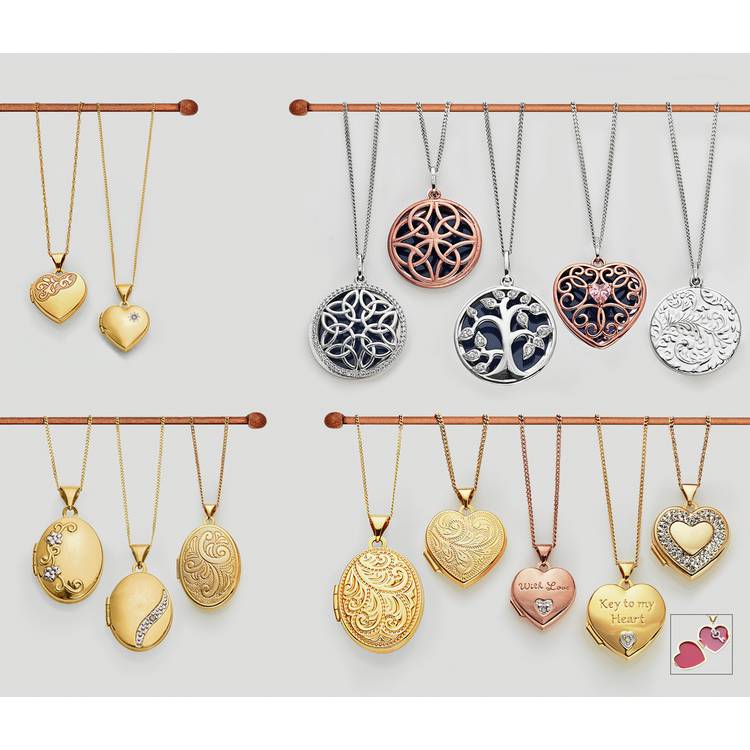 Moon & Back 9ct Gold Plated Crystal Heart Locket 0