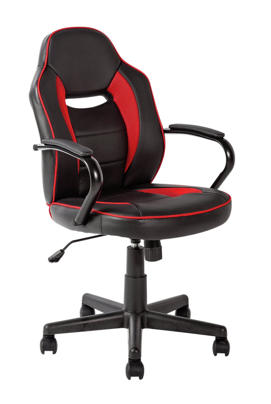 Argos Home Faux Leather Mid Back Gaming Chair - Red & Black