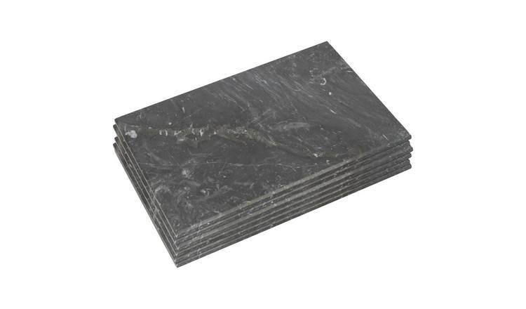 Argon Tableware Rectangle Marble Placemats Pack of 6 - Black