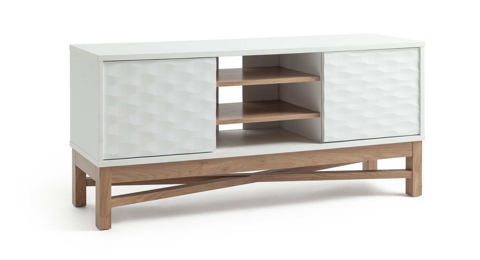 Habitat Zander Textured TV Unit - White & Oak Effect