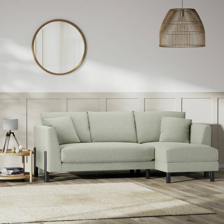Habitat Aston Right Hand Corner Sofa - Sage Green -Black Leg 0