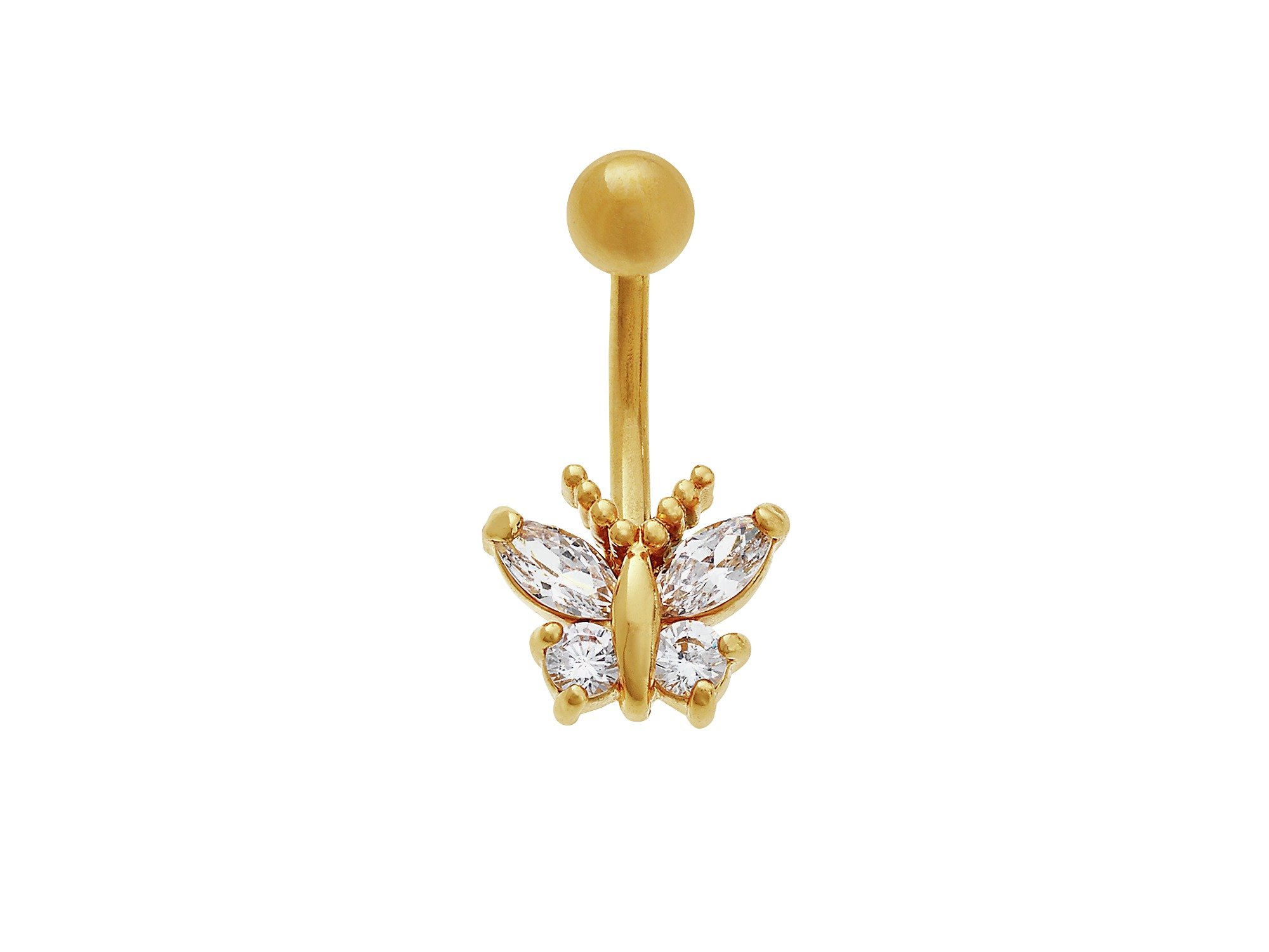 State of Mine Stainless Steel CZ Butterfly Belly Bar