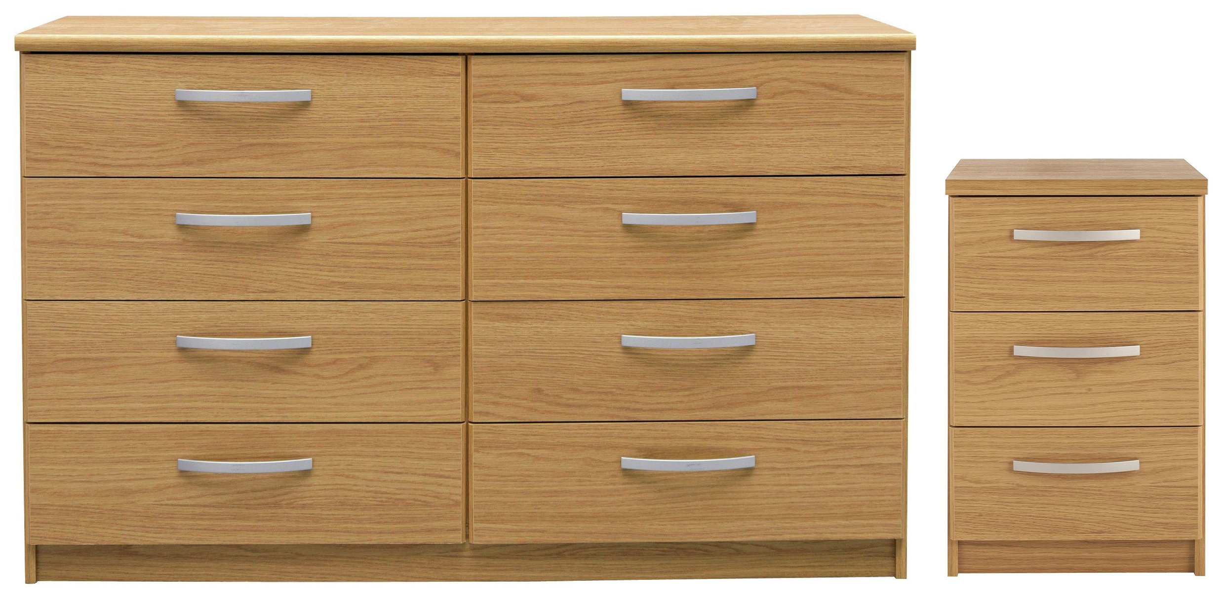 Argos Home Hallingford Bedside & 4+4 Drawer Set - Oak Effect