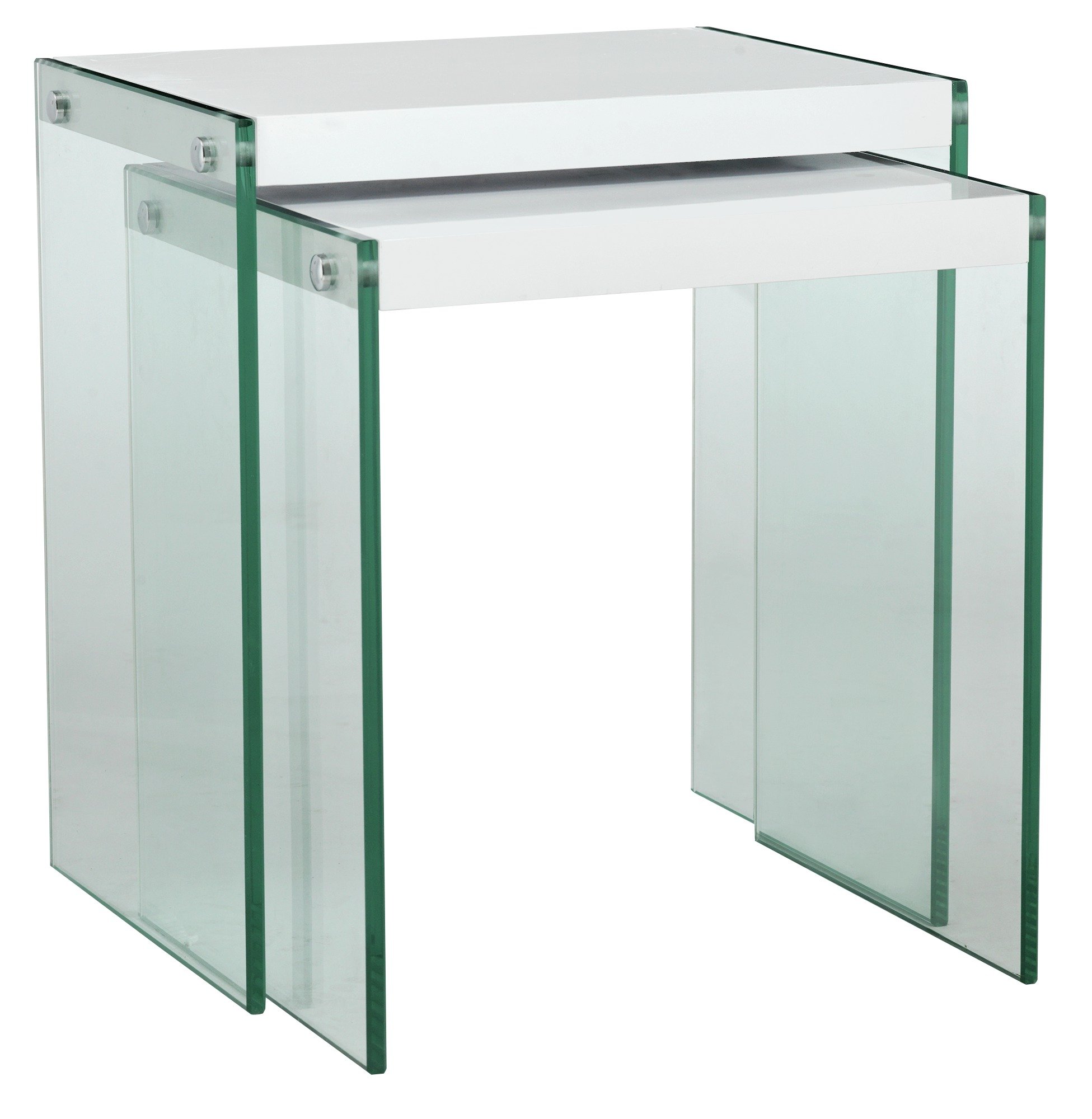 Argos Home Kaspa Nest of 2 Tables - White Gloss & Glass