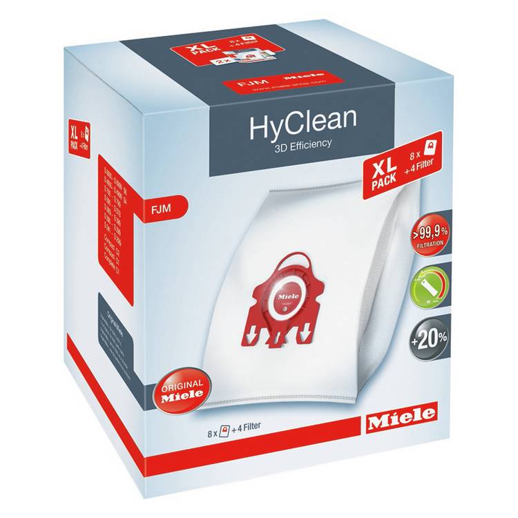 Miele FJM Hyclean 3D Efficiency Dust Bags – XL, Pack of 8 0