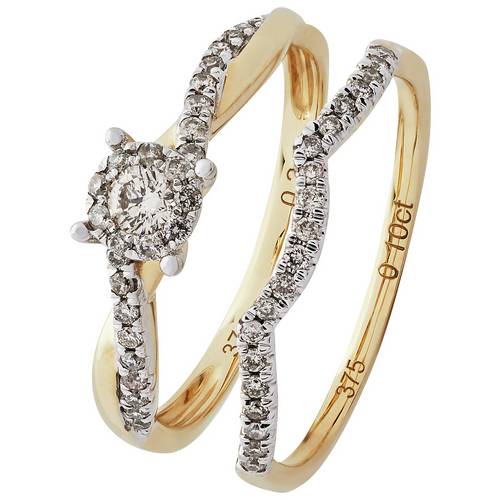 Buy Revere 9ct Yellow Gold 0.35ct tw Diamond Bridal Ring ...