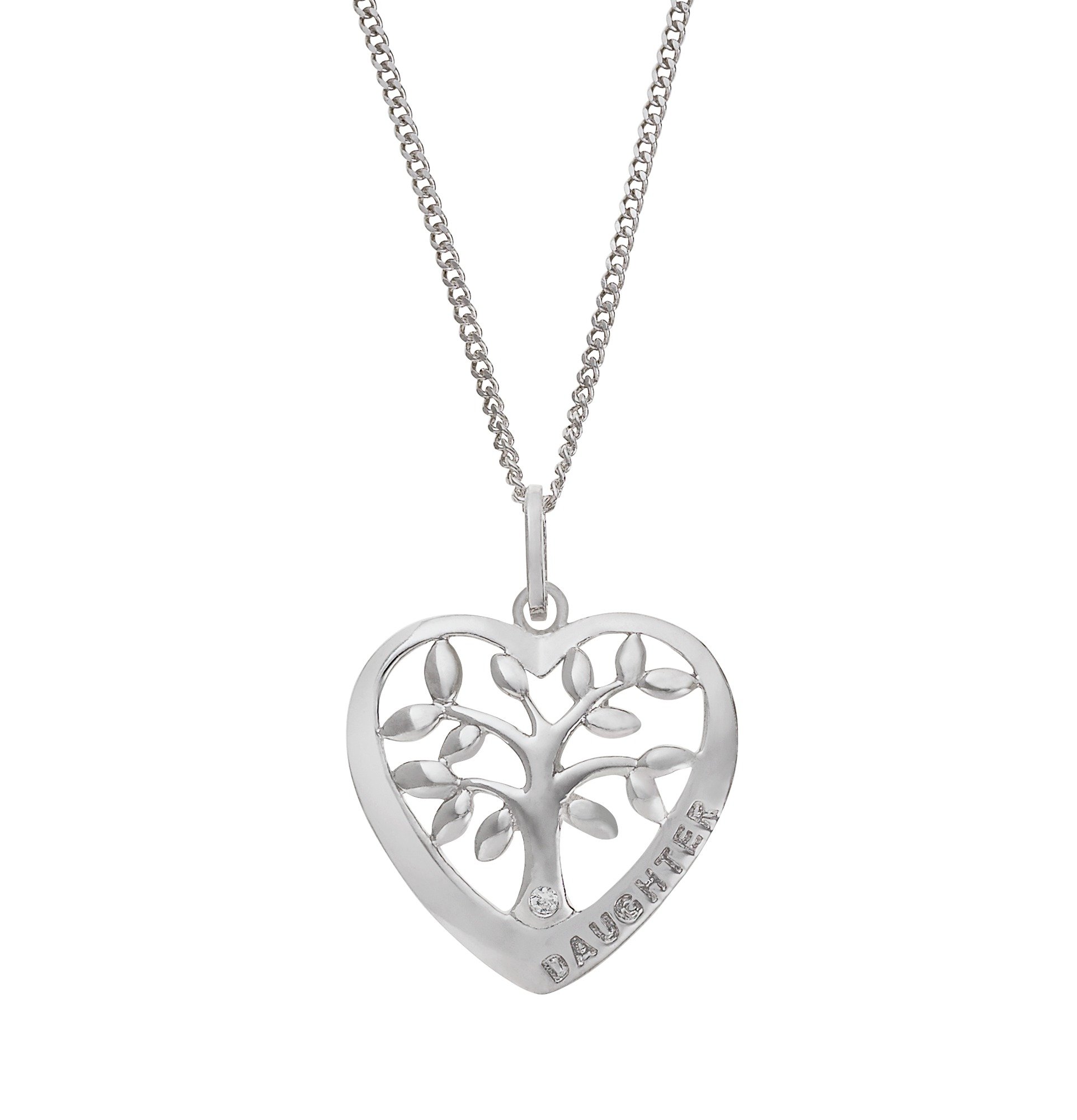 Moon & Back Tree of Life Daughter Pendant 18 Inch Necklace