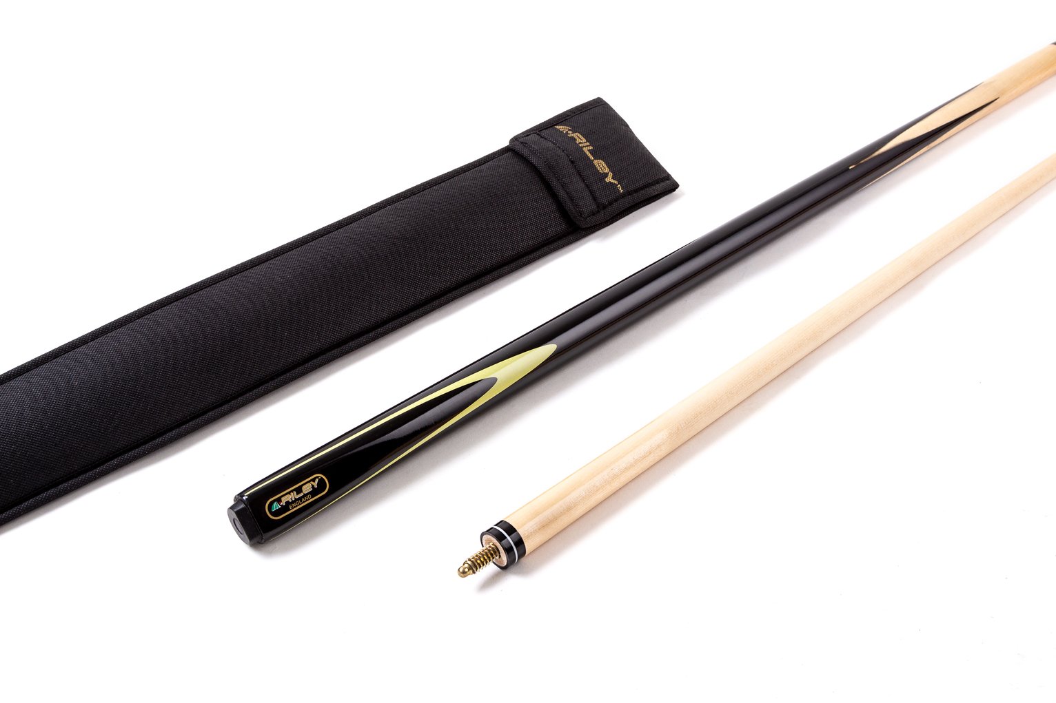 Riley 2 Piece Hardwood Snooker Cue and Black Cue Sleeve