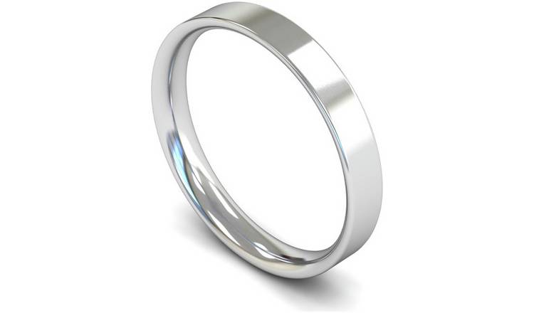 Revere 9ct White Gold 2.5mm Flat Court Wedding Band Ring - H