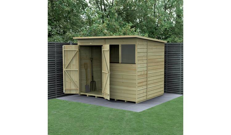 Forest Beckwood Shiplap 2 Windows Pent Shed - 8 x 6ft