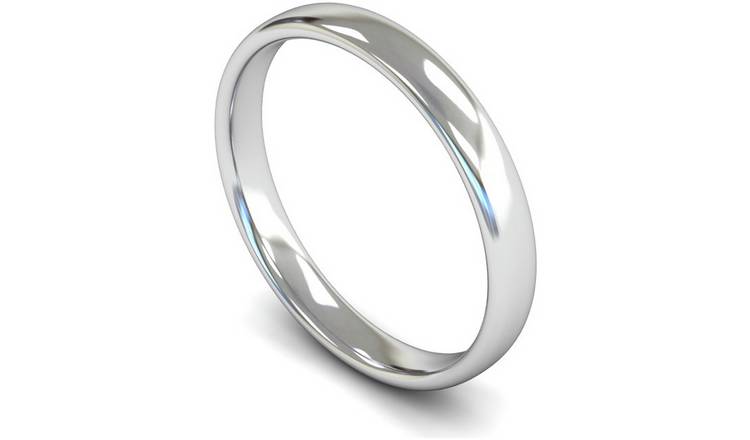 Revere 9ct White Gold 2.5mm Slight Court Wedding Band Ring-H